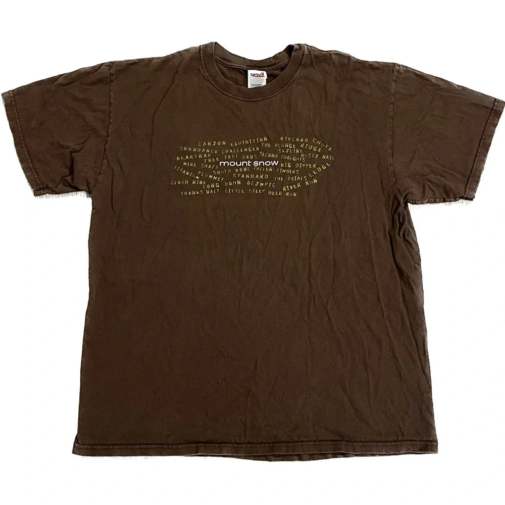 Vintage Mount Snow Vermont VT Ski Trails Souvenir Tee Shirt